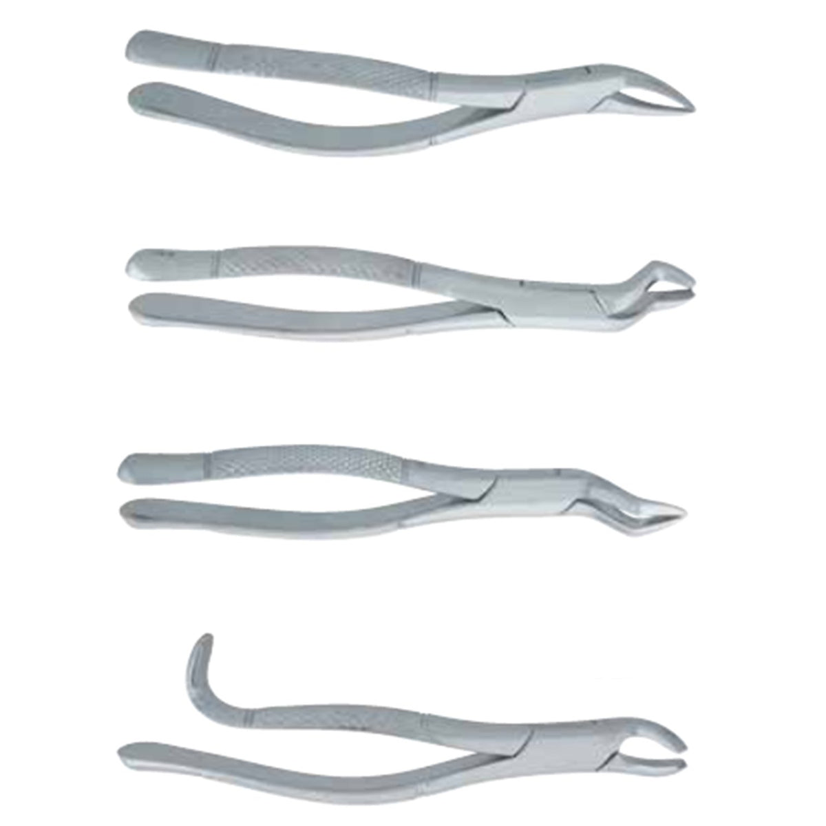 Extracting Forceps 4pcs Set – German Stainless Steel Dental Extraction Forceps, Patterns No. 18L, No. 286, No. 53L, and No. 69 (PS-6935 Series)