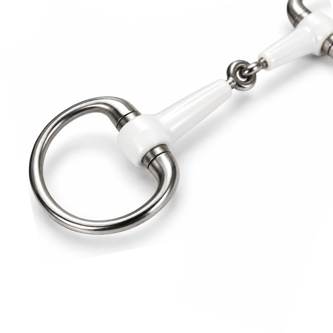 White Mouthpiece Double Jointed Loose Ring Snaffle Bit