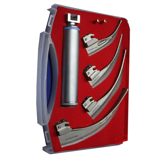 Mac Laryngoscope Set – Macintosh Curved Blade Laryngoscopy, Sizes 1–4, LED Illumination