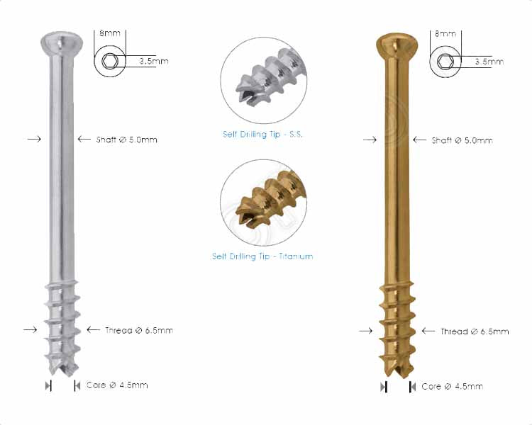 Cancellous Cannulated Screw Ø 6.5mm 16mm Thread
