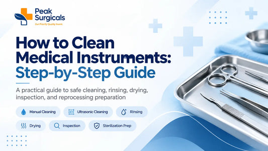 How to clean medical instruments step-by-step guide showing surgical instruments and key cleaning stages