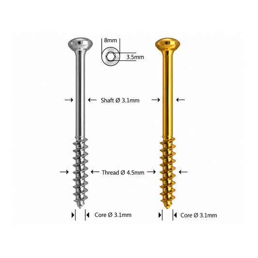 Poreuze botschroef Ø4,5 mm korte draad