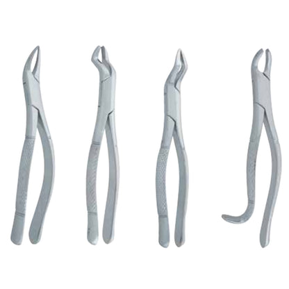 Extracting Forceps 4pcs Set – German Stainless Steel Dental Extraction Forceps, Patterns No. 18L, No. 286, No. 53L, and No. 69 (PS-6935 Series)