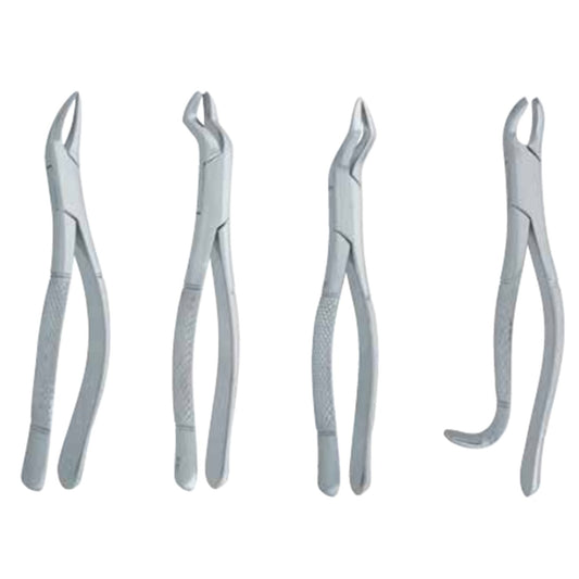 Extracting Forceps 4pcs Set – German Stainless Steel Dental Extraction Forceps, Patterns No. 18L, No. 286, No. 53L, and No. 69 (PS-6935 Series)