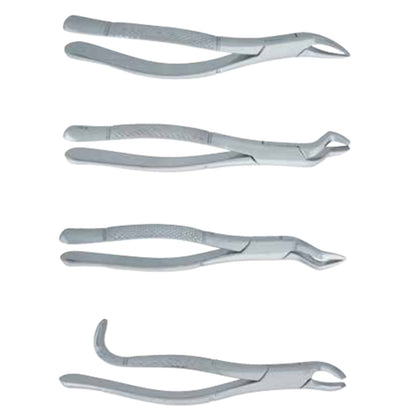 Extracting Forceps 4pcs Set – German Stainless Steel Dental Extraction Forceps, Patterns No. 18L, No. 286, No. 53L, and No. 69 (PS-6935 Series)