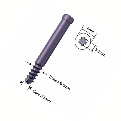 Șurub de blocare Ø8mm canulat autofiletant pentru cuie PFN și Recon