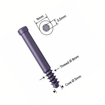 Șurub de blocare Ø8mm canulat autofiletant pentru cuie PFN și Recon