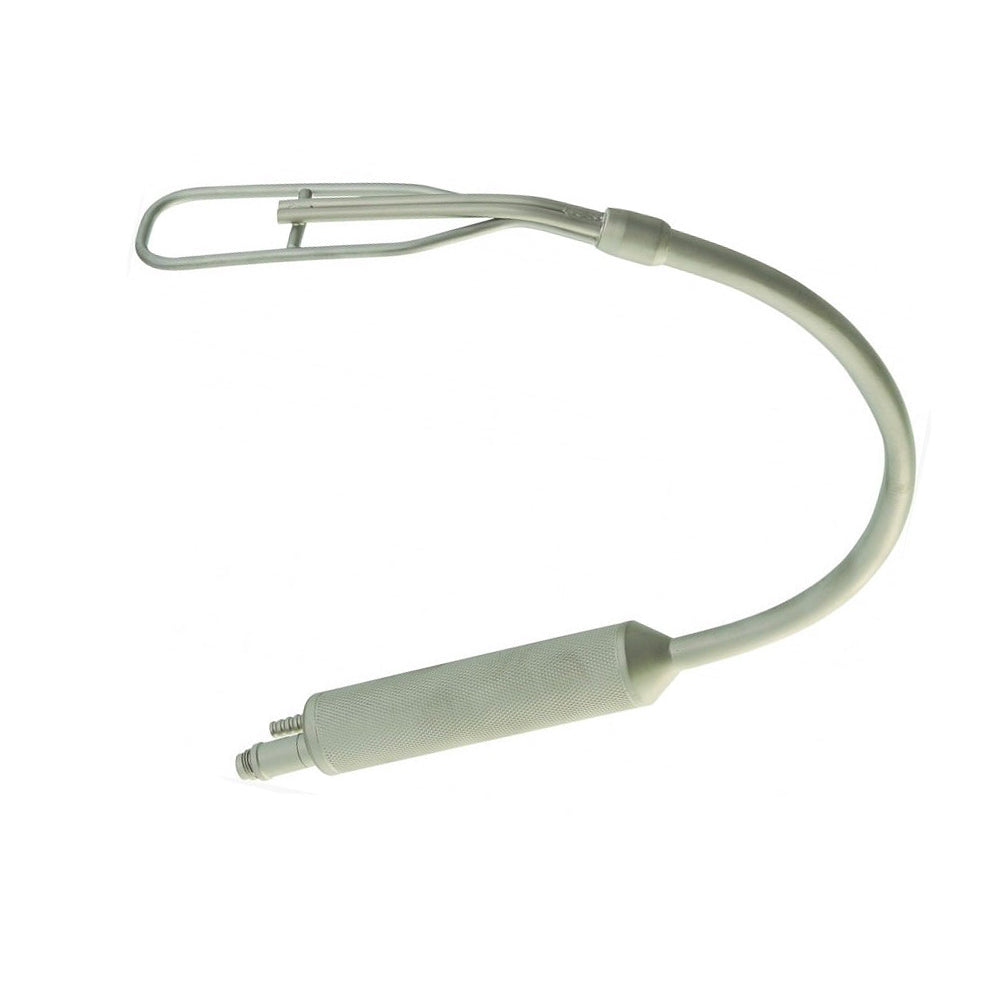 A curved flexible metal probe with a looped end and a cylindrical connector, shown on a plain white background.