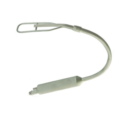 A curved flexible metal probe with a looped end and a cylindrical connector, shown on a plain white background.