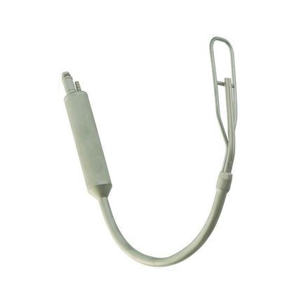 A light gray replacement cable with a cylindrical connector on one end and a metal clip on the other, isolated on a white background.