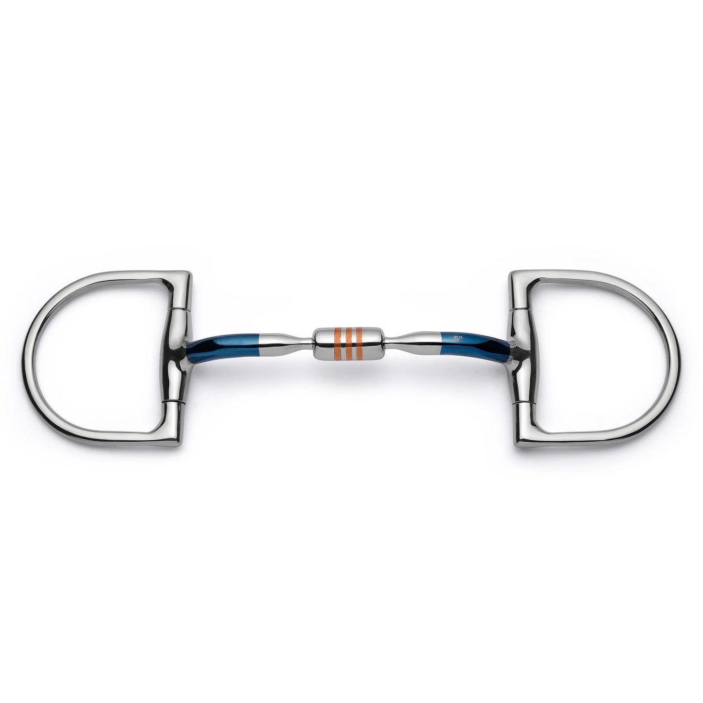 Blue Sweet Iron Dee Ring Snaffle Bit with Copper Roller for Schooling and Everyday Contact