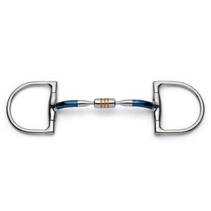 Blue Sweet Iron Dee Ring Snaffle Bit with Copper Roller for Schooling and Everyday Contact