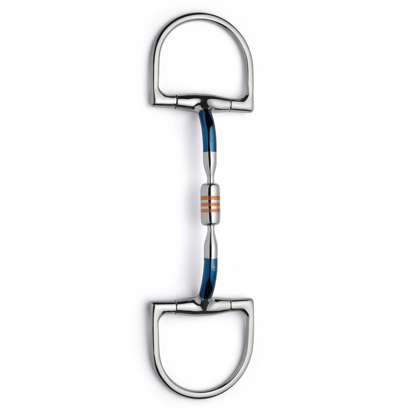 Blue Sweet Iron Dee Ring Snaffle Bit with Copper Roller for Schooling and Everyday Contact