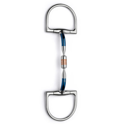 Blue Sweet Iron Dee Ring Snaffle Bit with Copper Roller for Schooling and Everyday Contact