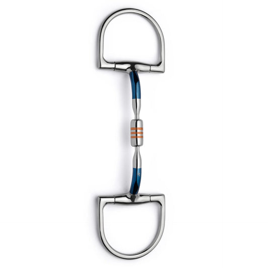 Blue Sweet Iron Dee Ring Snaffle Bit with Copper Roller for Schooling and Everyday Contact