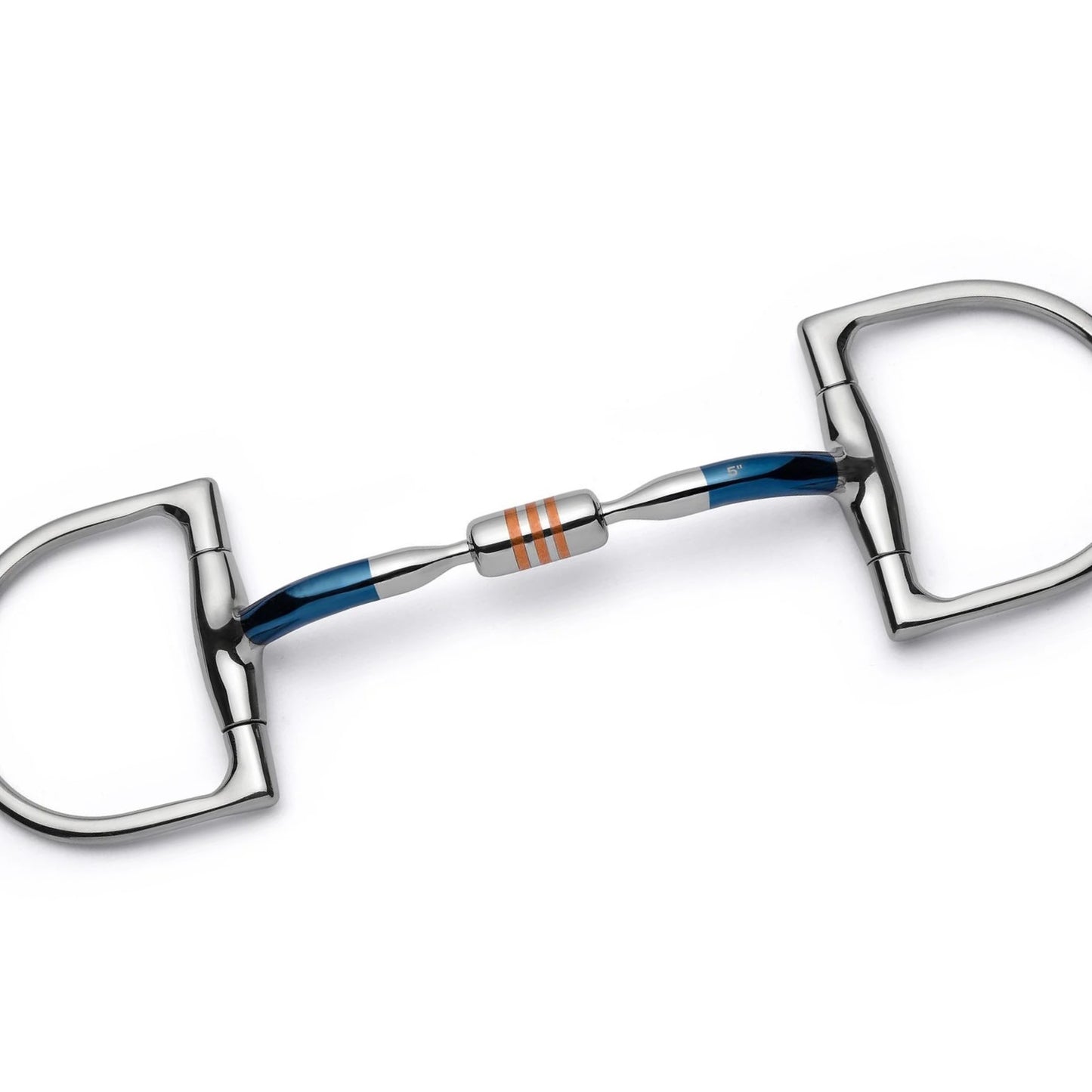 Blue Sweet Iron Dee Ring Snaffle Bit with Copper Roller for Schooling and Everyday Contact