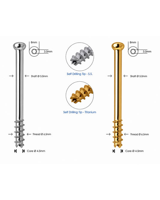 Cancellous Cannulated Screw Ø 6.5mm 16mm Thread