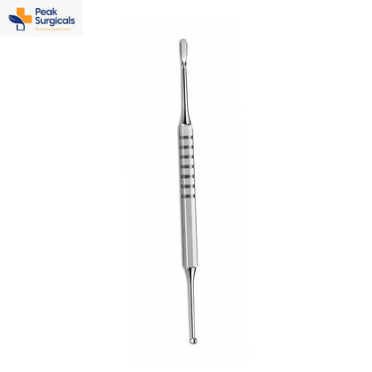 Double-ended dental spatula and ball burnisher with knurled stainless steel handle