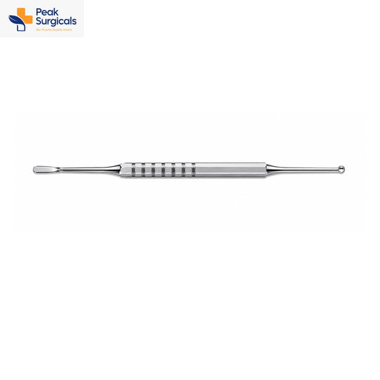 Double-ended dental spatula and ball burnisher with knurled stainless steel handle