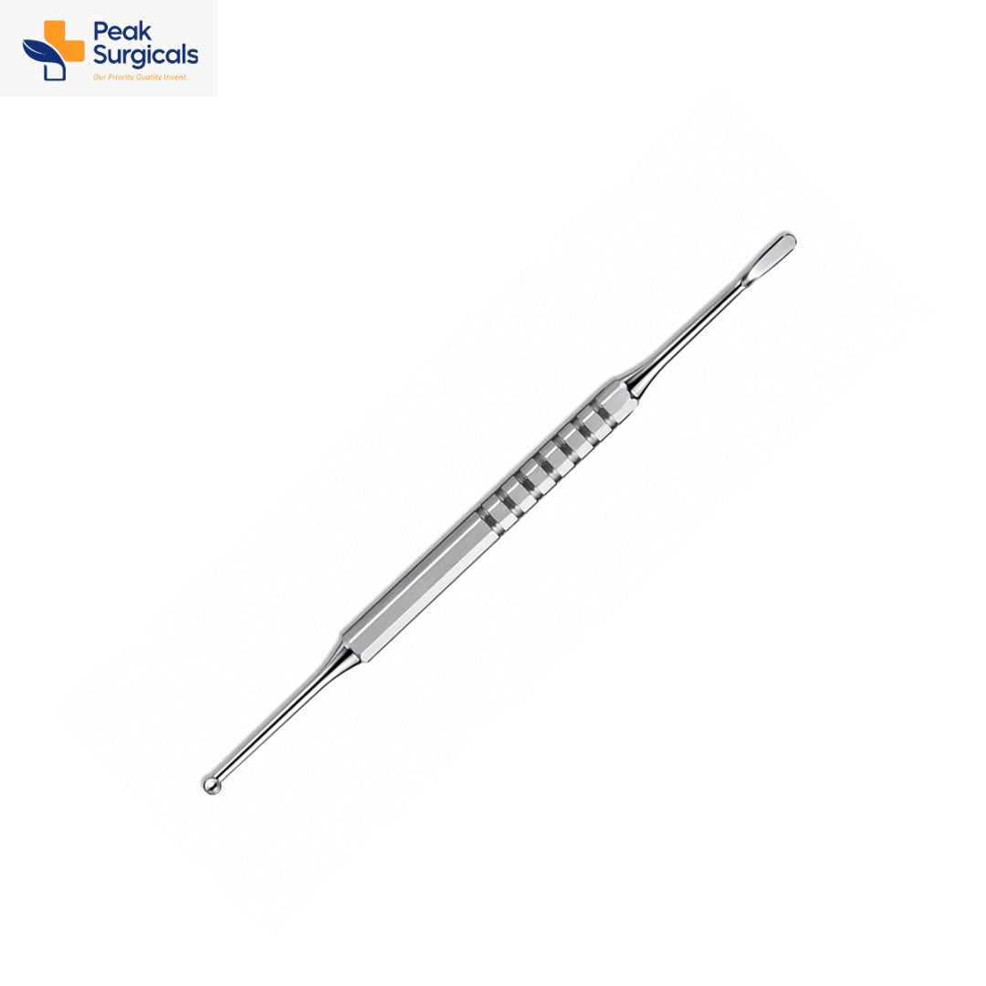 Double-ended dental spatula and ball burnisher with knurled stainless steel handle