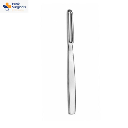 Fox dermal curette with oval loop tip and flat stainless steel handle