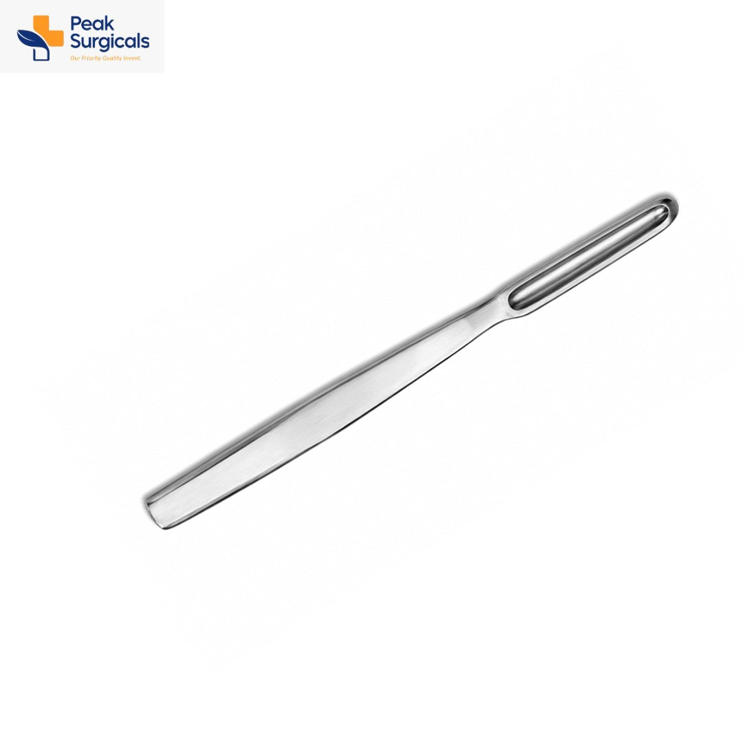Fox dermal curette with oval loop tip and flat stainless steel handle