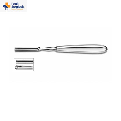 Grooved surgical elevator with contoured stainless steel handle and slotted working tip