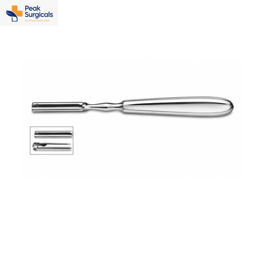 Grooved surgical elevator with contoured stainless steel handle and slotted working tip