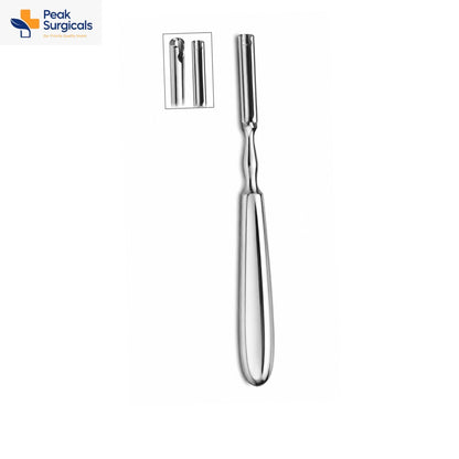 Grooved surgical elevator with contoured stainless steel handle and slotted working tip