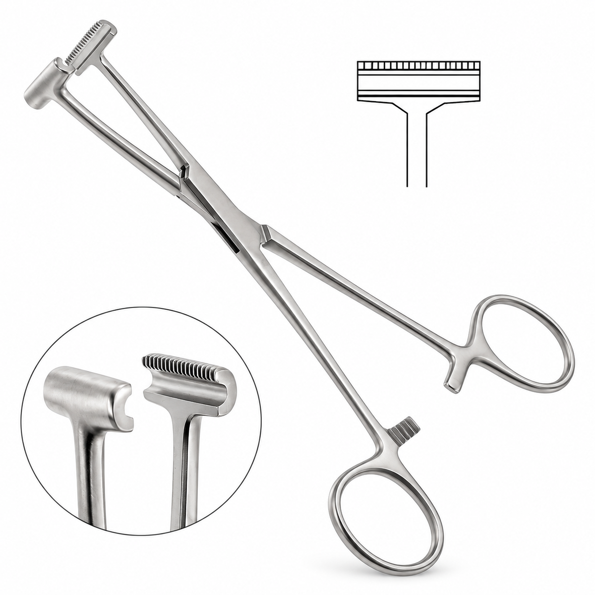 Pratt "T" Shaped Tissue Forceps Straight 5 1/2"