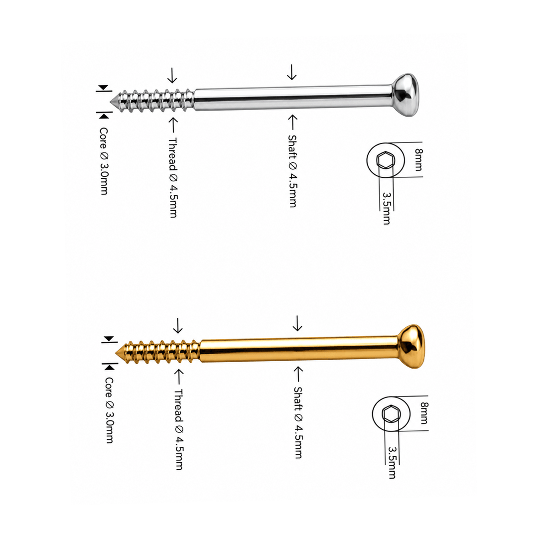 Akselskrue rustfritt stål Ø4,5 mm