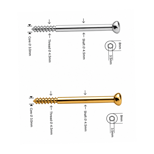 Akselskrue rustfritt stål Ø4,5 mm