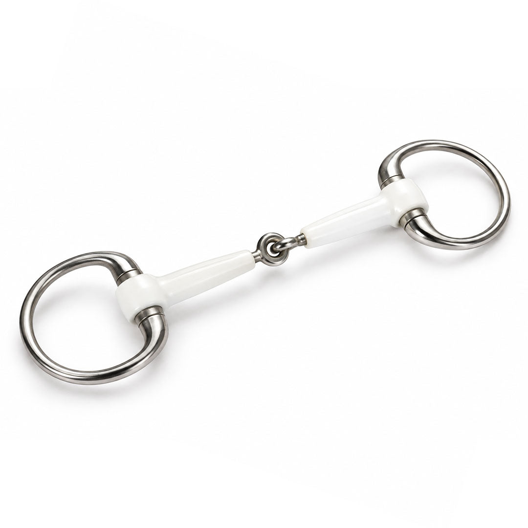 White Mouthpiece Double Jointed Loose Ring Snaffle Bit
