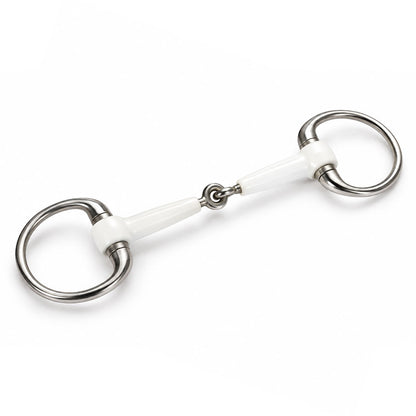 White Mouthpiece Double Jointed Loose Ring Snaffle Bit