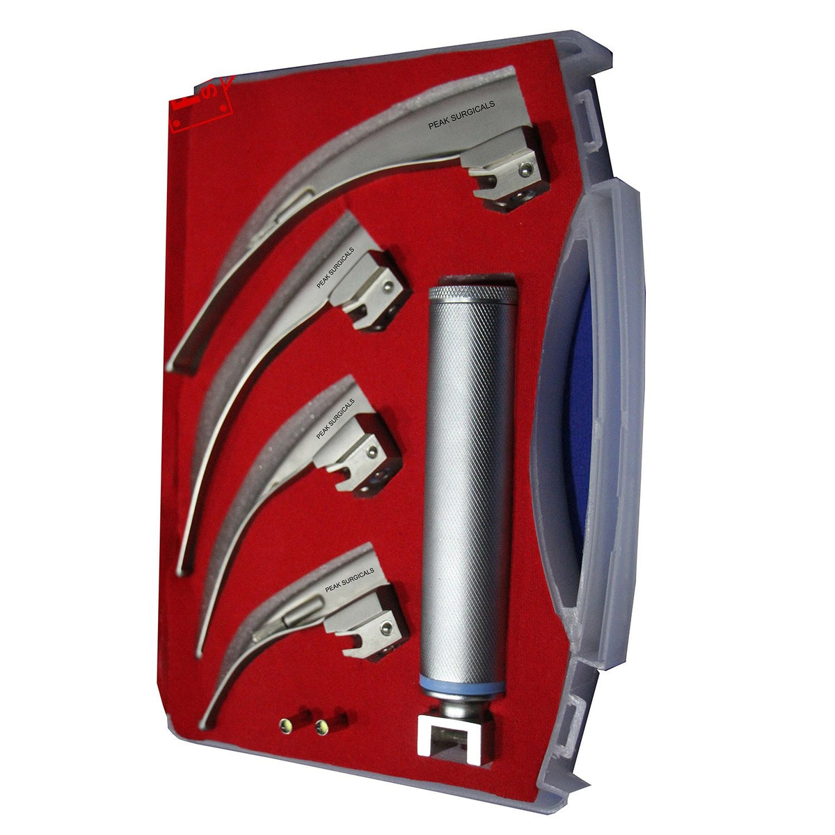 Mac Laryngoscope Set – Macintosh Curved Blade Laryngoscopy, Sizes 1–4, LED Illumination