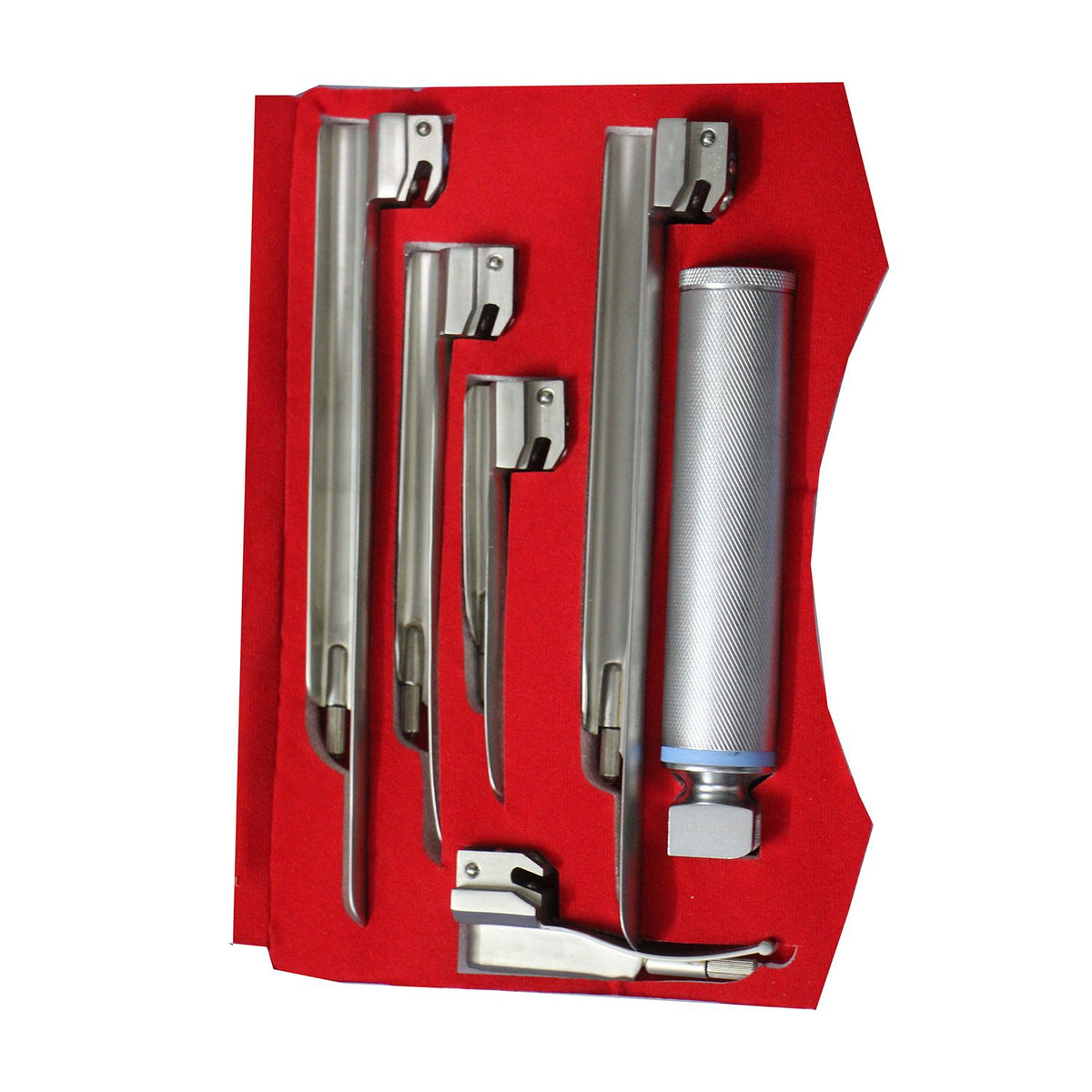Mac Laryngoscope Set With 5 Blades – Macintosh Sizes 0–4 with Battery Handle, German Stainless Steel