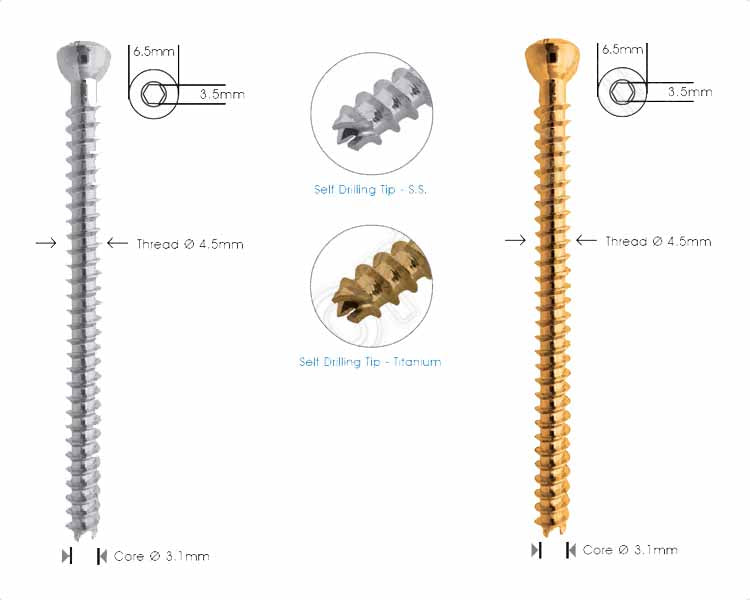 Cortex Cannulated Screw Ø 4.5mm - Full Thread Hlavní obrázek produktu