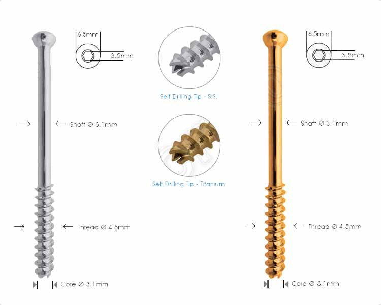 Cortex Cannulated Screw Ø 4.5mm Short Thread Hlavní obrázek produktu