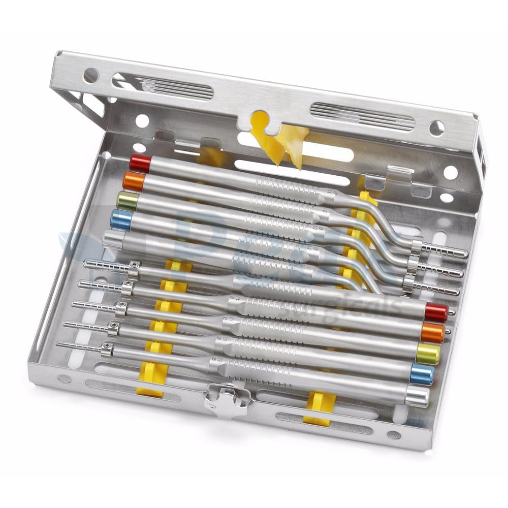 Dental Osteotomes Convex Instruments Set with Sterilization Tray Hoofdafbeelding
