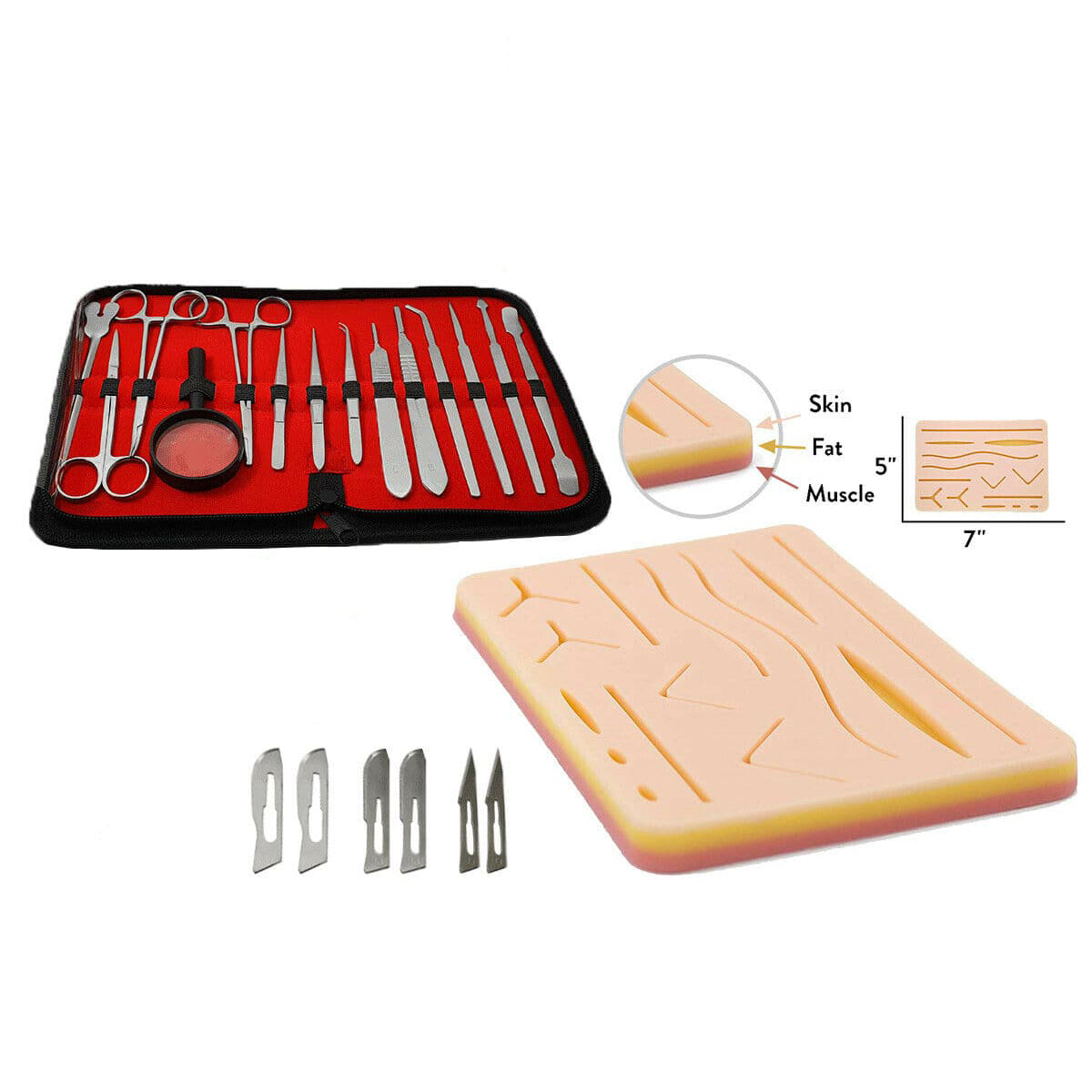 Suture Practice Kit 3 layers Skin Suture Pad Hoofdafbeelding