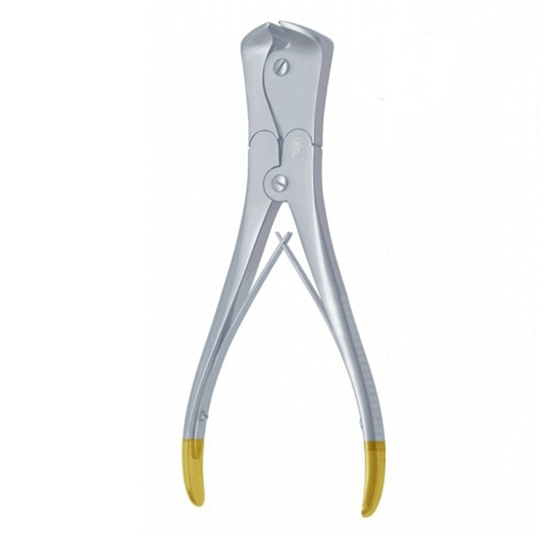 Orthopedic pin and wire cutter with short heavy jaws